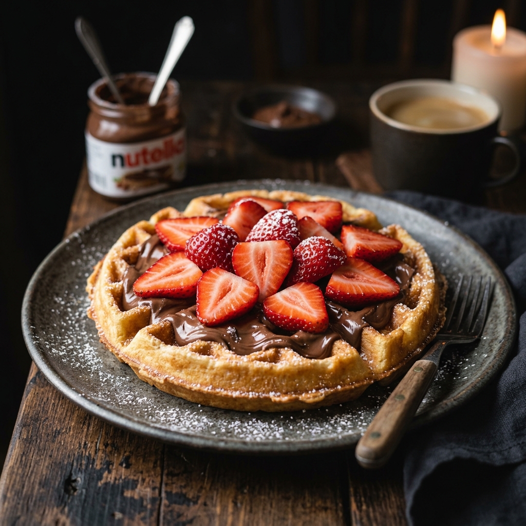 Waffle Nutella y Fresa
