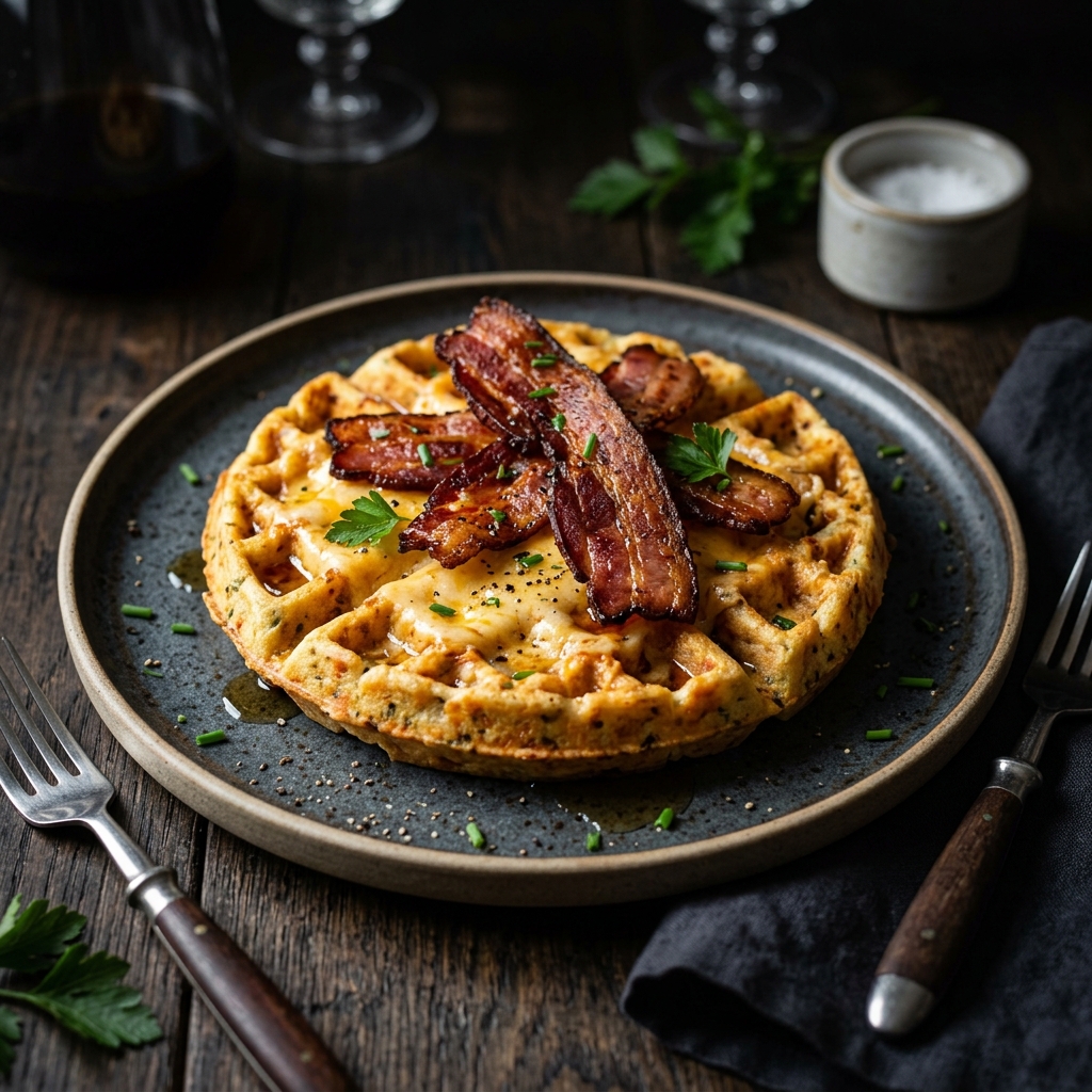 Waffle Cheddar y Tocino